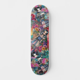 Colourful Girly Floral Urban Street Art Inspired  Skateboard