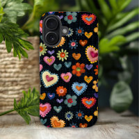 Colourful Girly Love Hearts Flower 3D Pattern