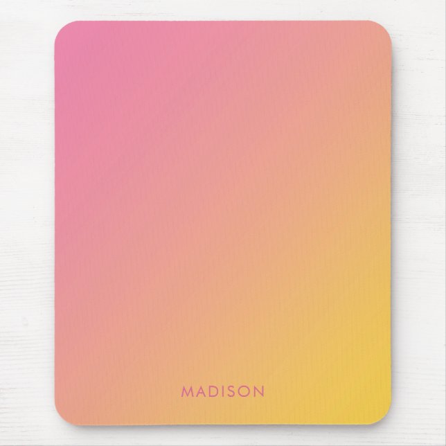 Colourful Girly Pink Yellow Gradient Ombré  Mouse Mat (Front)