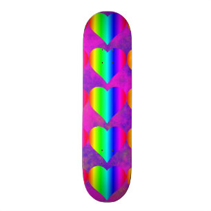 Colourful Girly Rainbow Hearts Fun Teen Pattern Skateboard