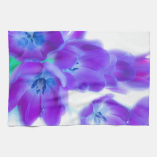 Colourful, girly, romantic, purple tulips tea towel