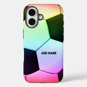 Colourful Girly Soccer Football iPhone 16 Case