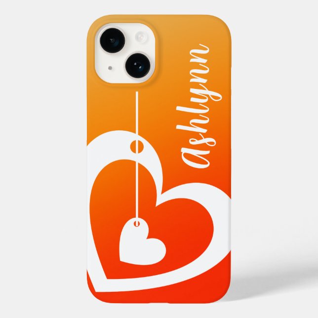 Colourful Girly Yellow and Orange Ombre Monogramme Case-Mate iPhone Case (Back)