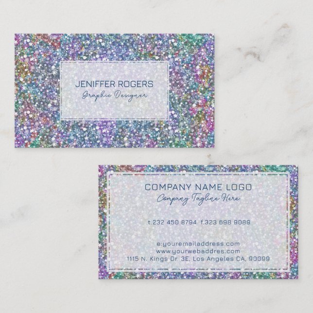 Colourful glam glitter texture business card (Front/Back)