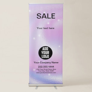 Colourful Glam Iridescent Sparkle Holographic Retractable Banner