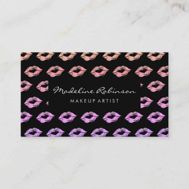 Colourful Glamour Glitter Kisses Business Card (Front)