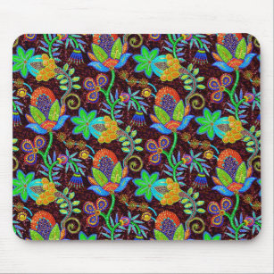 Colourful Glass Beads Look Retro Floral Design 2 Mouse Mat