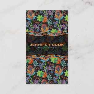 Colourful Glass Beads Look Retro Floral Design Business Card