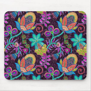 Colourful Glass Beads Look Retro Floral Design Mouse Mat