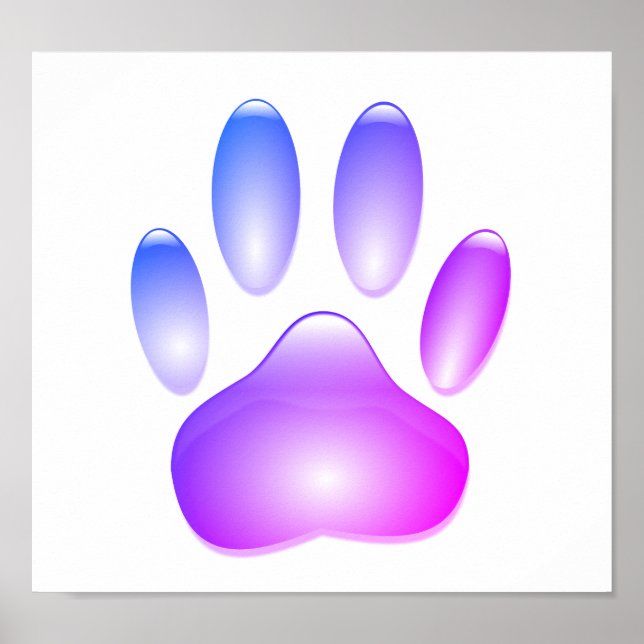 Colourful Glass Dog Paw Print (Front)