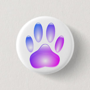 Colourful Glass Dog Paw Print 3 Cm Round Badge