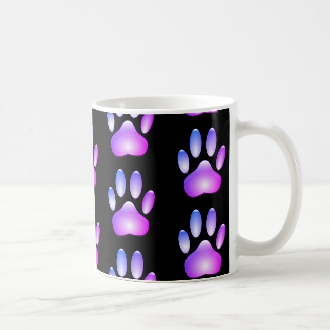 Colourful Glass Dog Paw Print Coffee Mug (Right)