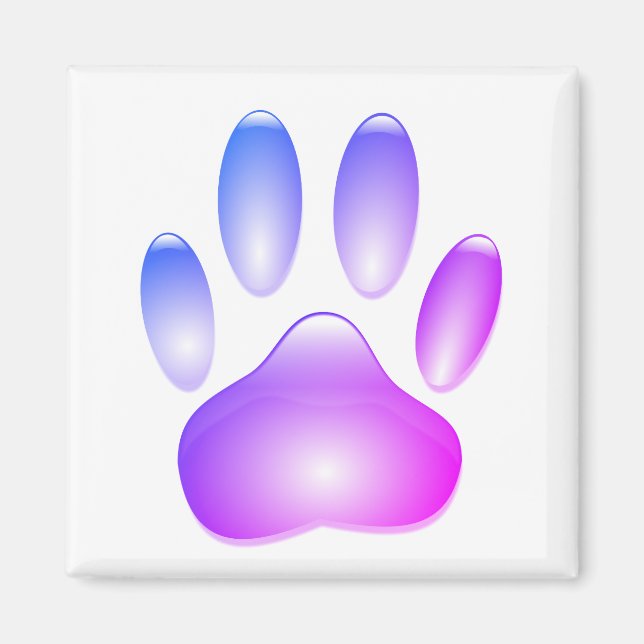 Colourful Glass Dog Paw Print Magnet (Front)