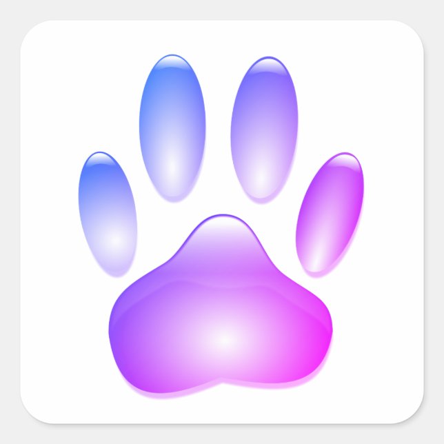 Colourful Glass Dog Paw Print Square Sticker (Front)