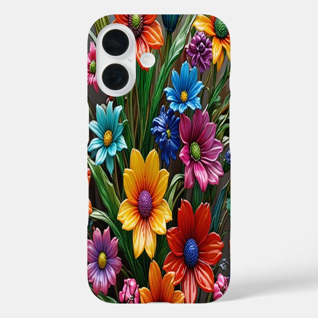 Colourful Glass Flowers #1 -  iPhone 16 Cases (Back)