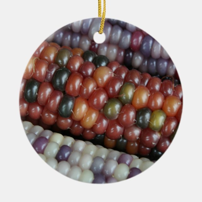 Colourful Glass Gem Corn on the Cob Ceramic Tree Decoration (Front)