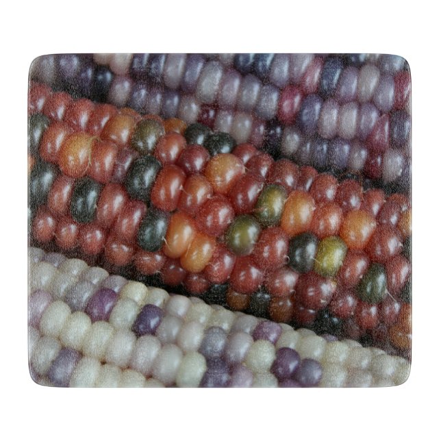 Colourful Glass Gem Corn on the Cob Cutting Board (Front)