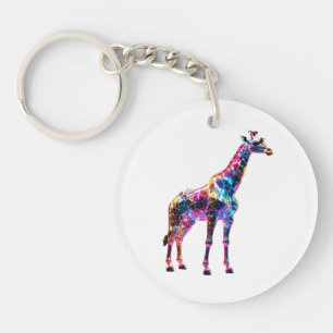 Colourful Glass Giraffe Art Key Ring