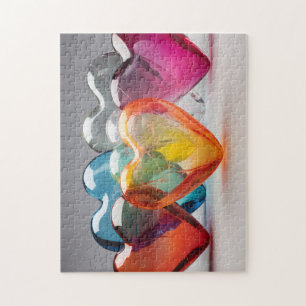 Colourful glass hearts jigsaw puzzle