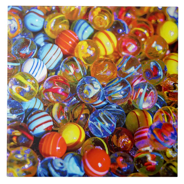 Colourful Glass Marbles Tile (Front)