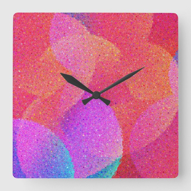 Colourful Glass Square Wall Clock (Front)