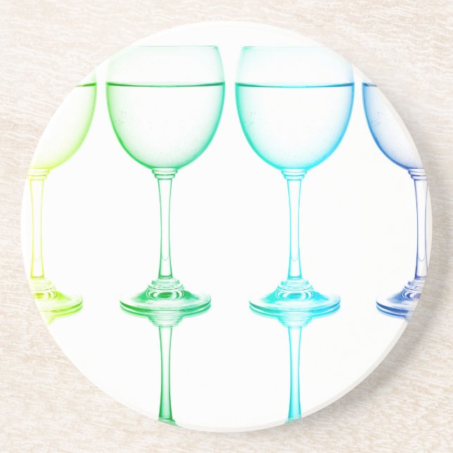 Colourful glasses in front of white background coaster (Front)