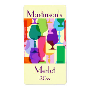 Colourful Glasses Wine Label