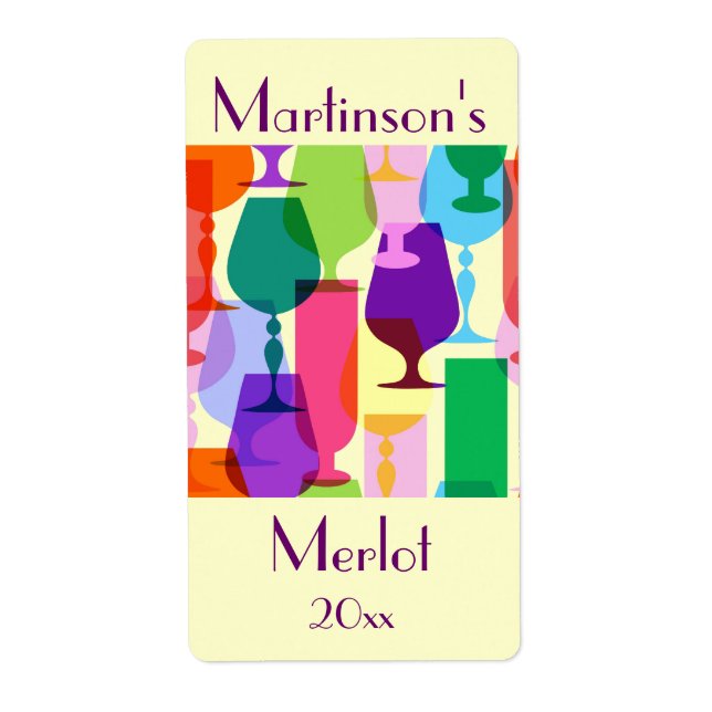 Colourful Glasses Wine Label (Front)
