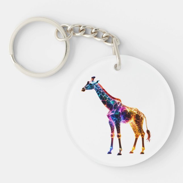 Colourful Glassy Giraffe Key Ring (Front)