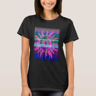 Colourful Glitched Sun Noise Vaporwave T-Shirt