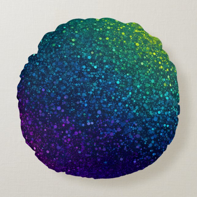 Colourful Glitter Art Round Throw Pillow (Front)