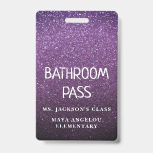 Colourful Glitter Back To School Bathroom Hall Pas ID Badge