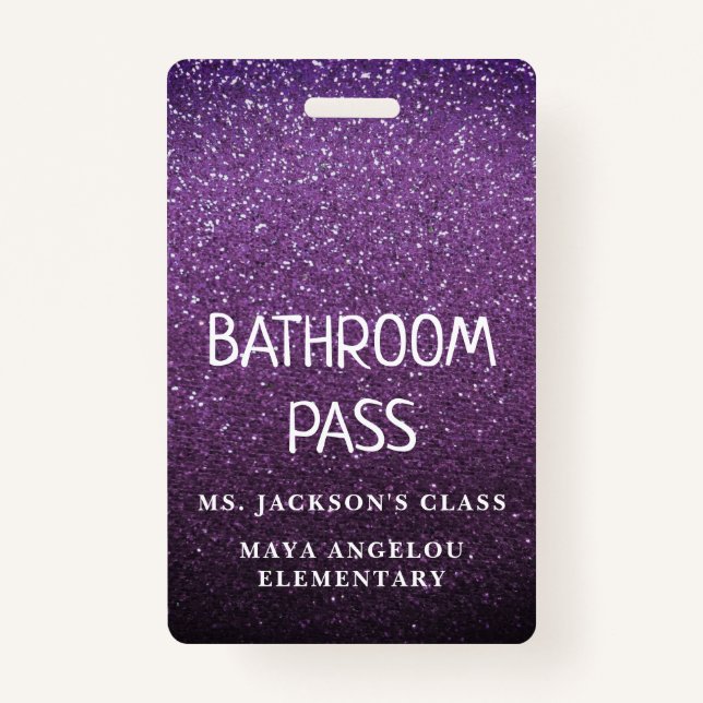 Colourful Glitter Back To School Bathroom Hall Pas ID Badge (Back)