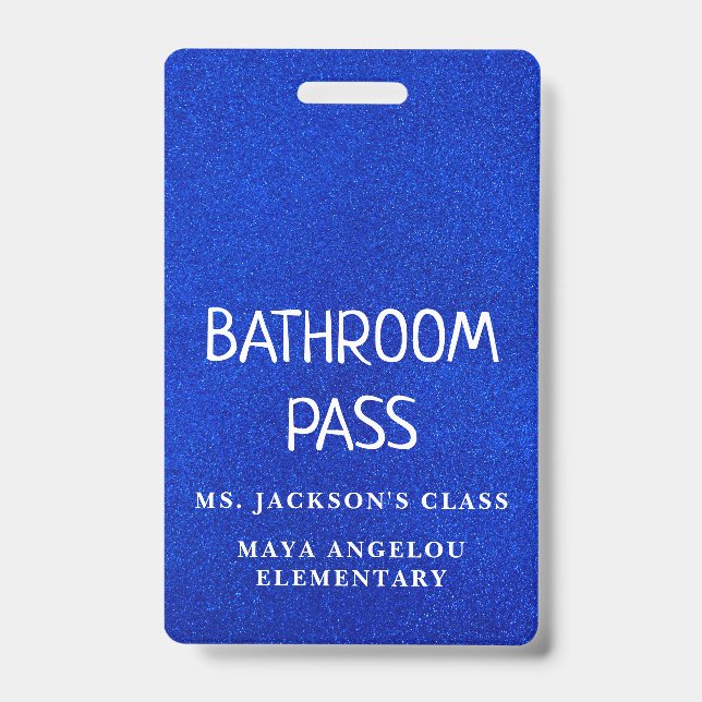 Colourful Glitter Back To School Bathroom Hall Pas ID Badge (Front)