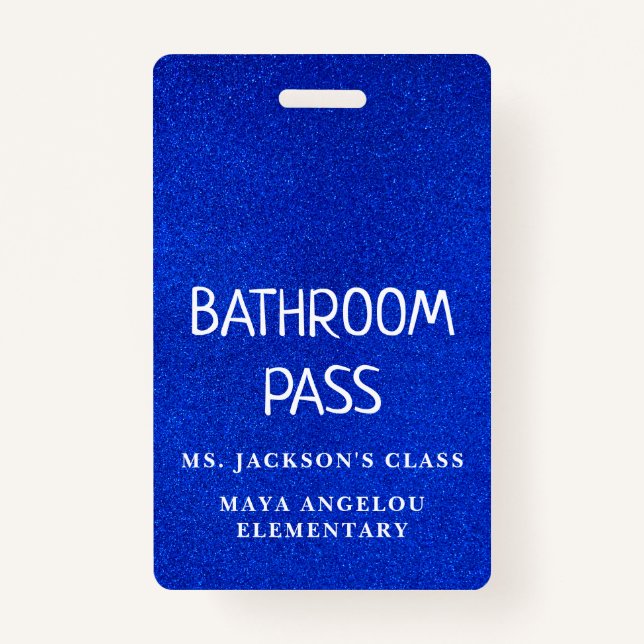 Colourful Glitter Back To School Bathroom Hall Pas ID Badge (Back)