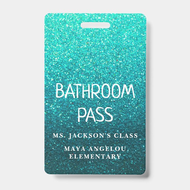 Colourful Glitter Back To School Bathroom Hall Pas ID Badge (Front)