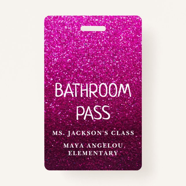 Colourful Glitter Back To School Bathroom Hall Pas ID Badge (Back)