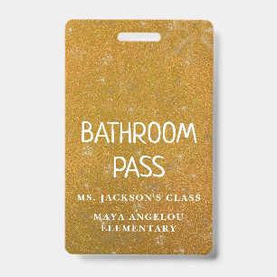 Colourful Glitter Back To School Bathroom Hall Pas ID Badge