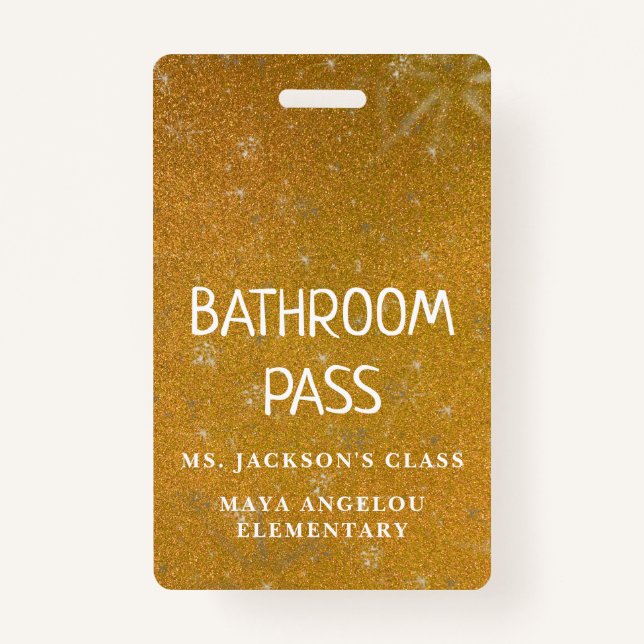 Colourful Glitter Back To School Bathroom Hall Pas ID Badge (Back)
