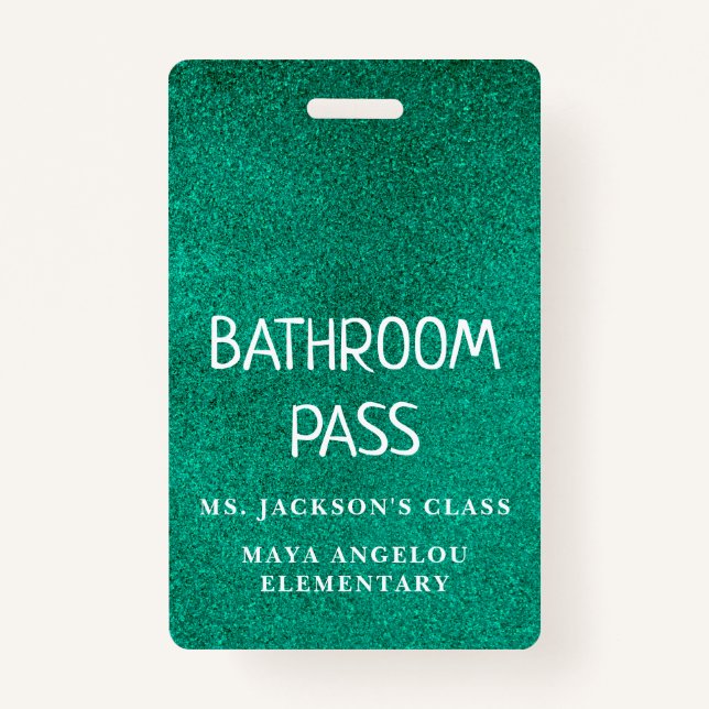 Colourful Glitter Back To School Bathroom Hall Pas ID Badge (Back)