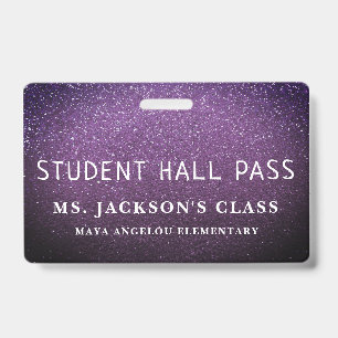 Colourful Glitter Back To School Students Hall Pas ID Badge