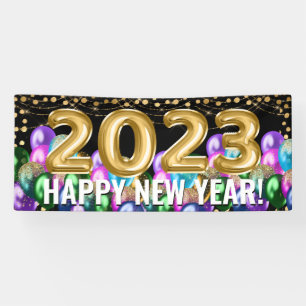 Colourful Glitter Balloons 2023 Happy New Year Banner