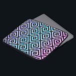 Colourful Glitter & Black Geometric Pattern Laptop Sleeve<br><div class="desc">Elegant black modern geometric pattern over glitter in blue pink and purple.</div>