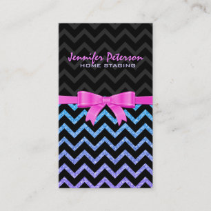 Colourful Glitter Black Zigzag Chevron Pattern 2 Business Card