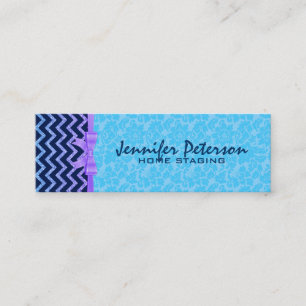 Colourful Glitter Blue Chevron Blue Damasks 2a Mini Business Card