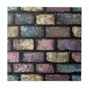 Colourful Glitter Brick Pattern Tile