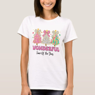 Colourful Glitter Coquette Christmas Tree T-Shirt