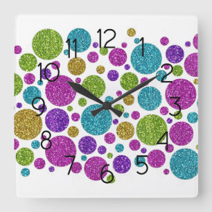 Colourful Glitter Dots Acrylic Wall Clock