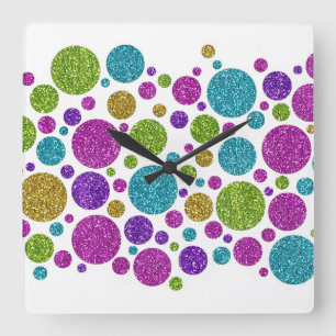 Colourful Glitter Dots Acrylic Wall Clock