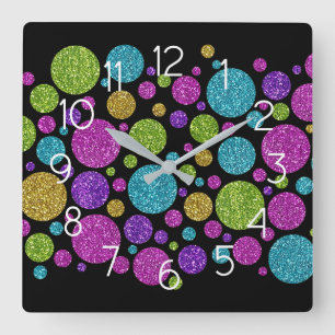 Colourful Glitter Dots Acrylic Wall Clock
